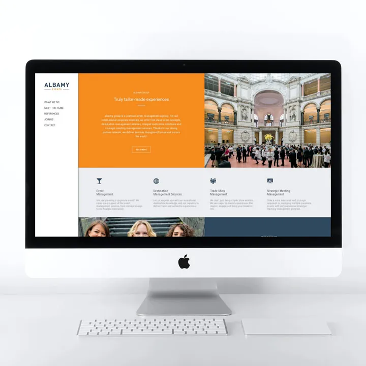 Albamy group homepage desktop mockup