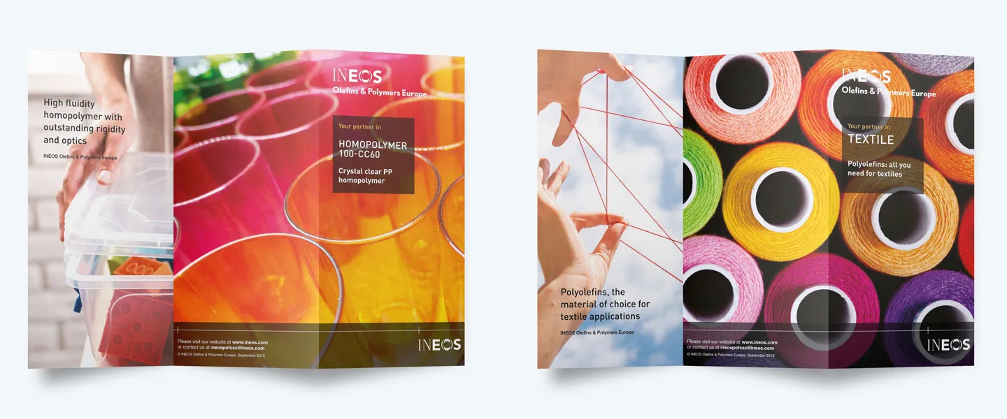 Ineos sales flyers open spread homopolymer textile