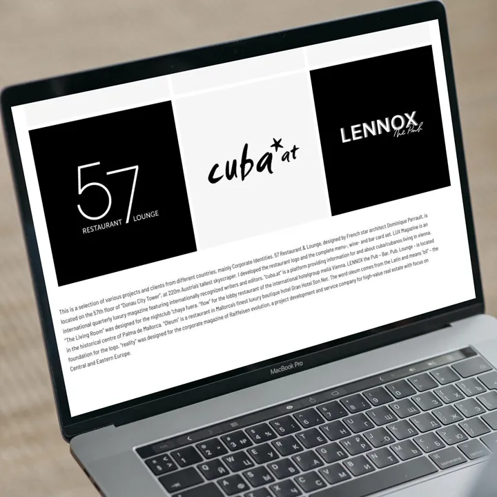 Jalun design laptop logo portfolio page
