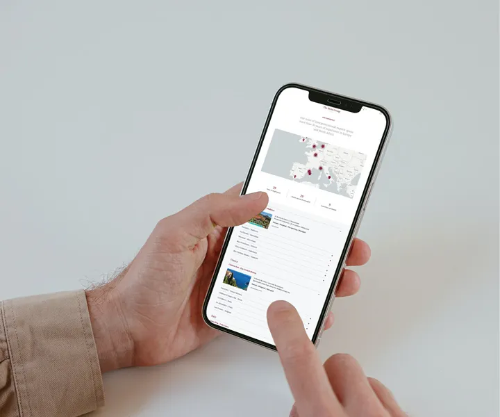The stein group experience mobile hand mockup