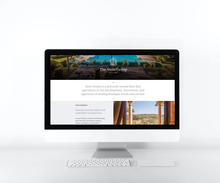 The stein group homepage imac mockup